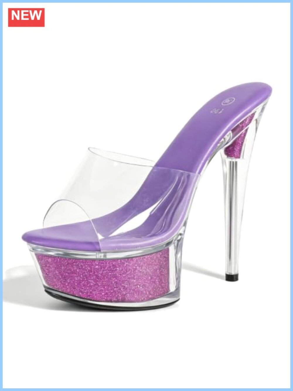Clear Platform Stripper Heels PVC Stiletto Mule Peep Toe Slip On Dance